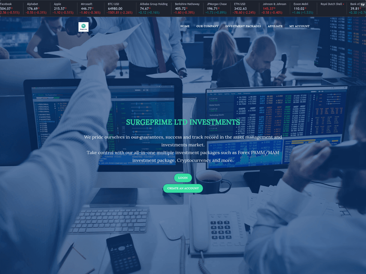 Screenshot der Webseite Surgeprimevest (surgeprimevest.com)