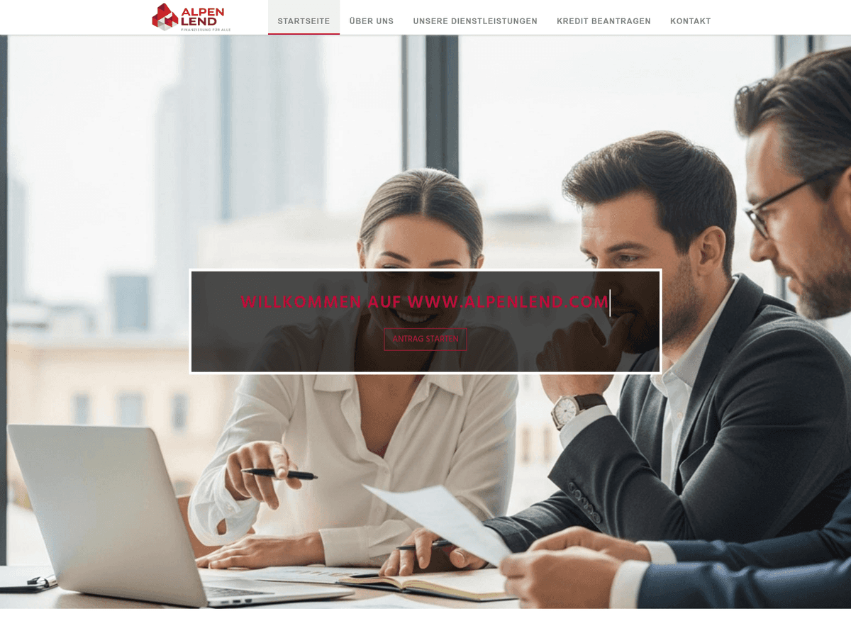 Screenshot der Webseite Alpenlend (alpenlend.com)
