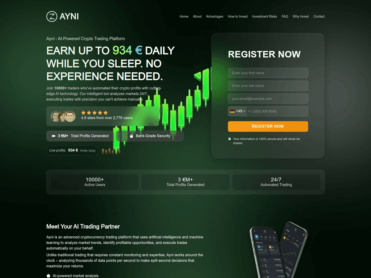 Screenshot der Webseite Aynitrade (aynitrade.net)