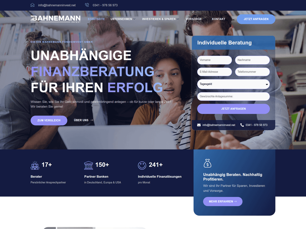 Screenshot von Bahnemanninvest