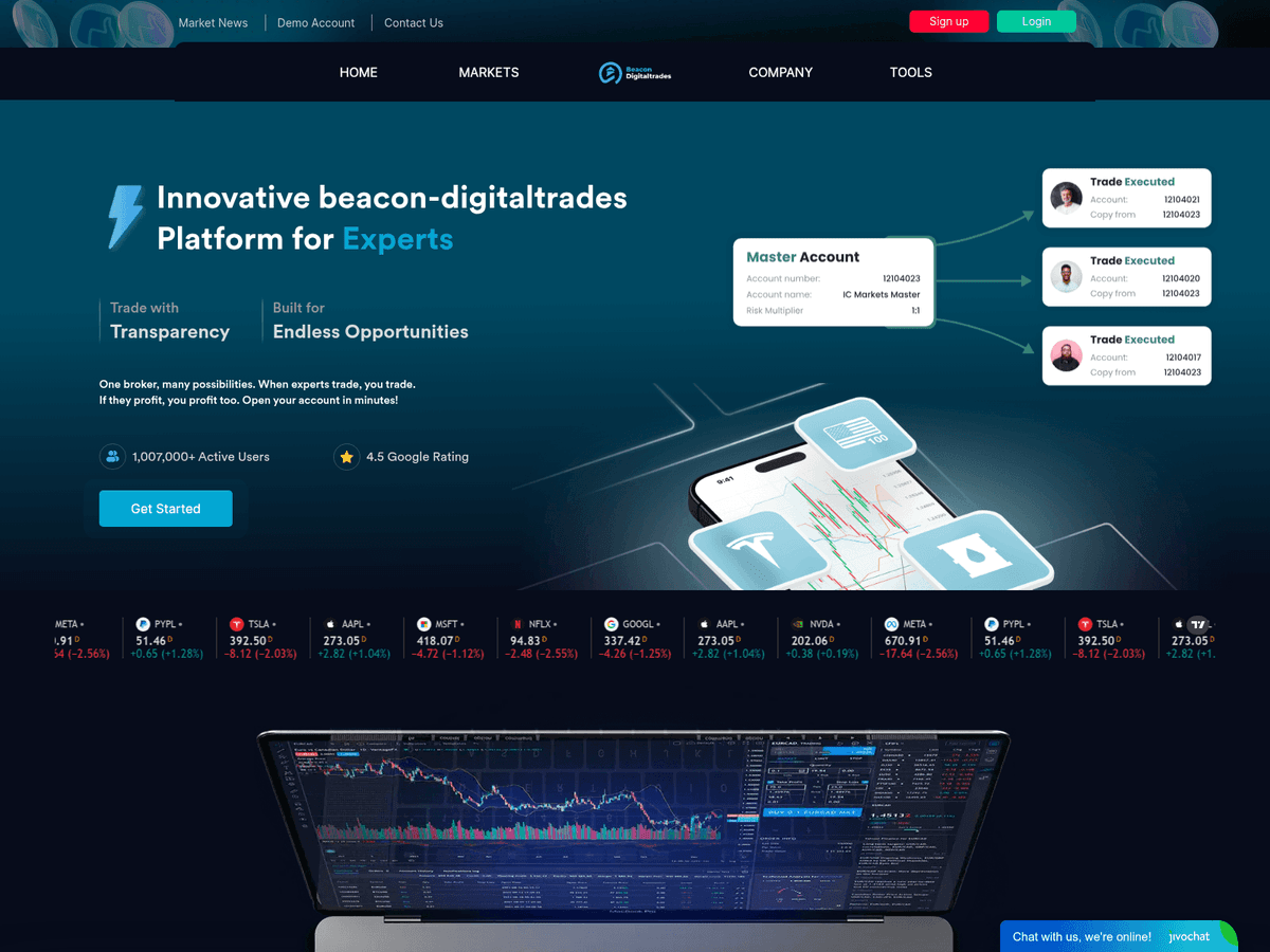 Screenshot der Webseite Beacon Digitaltrades (beacon-digitaltrades.com)