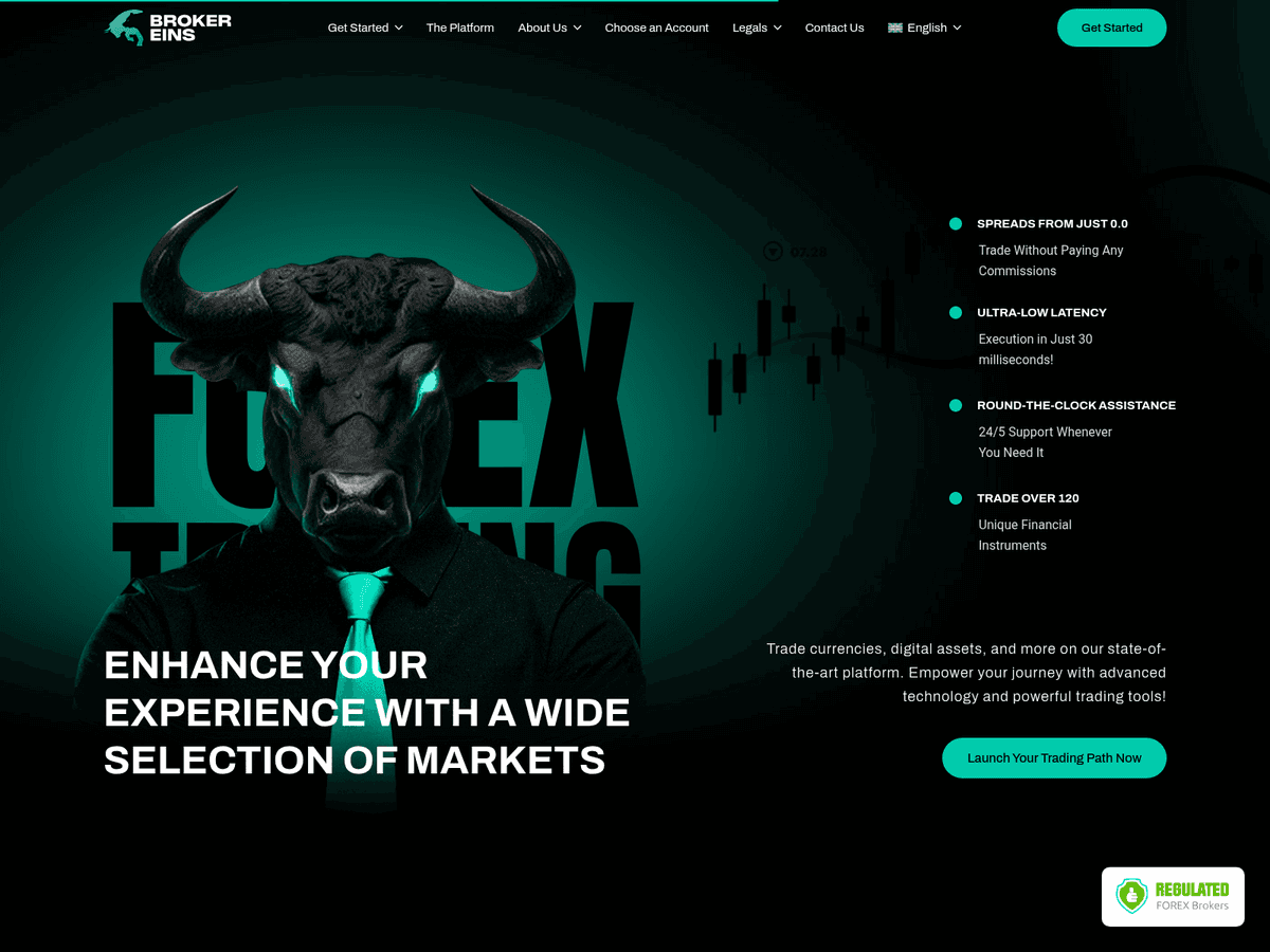 Screenshot der Webseite Brokereins (brokereins.com)