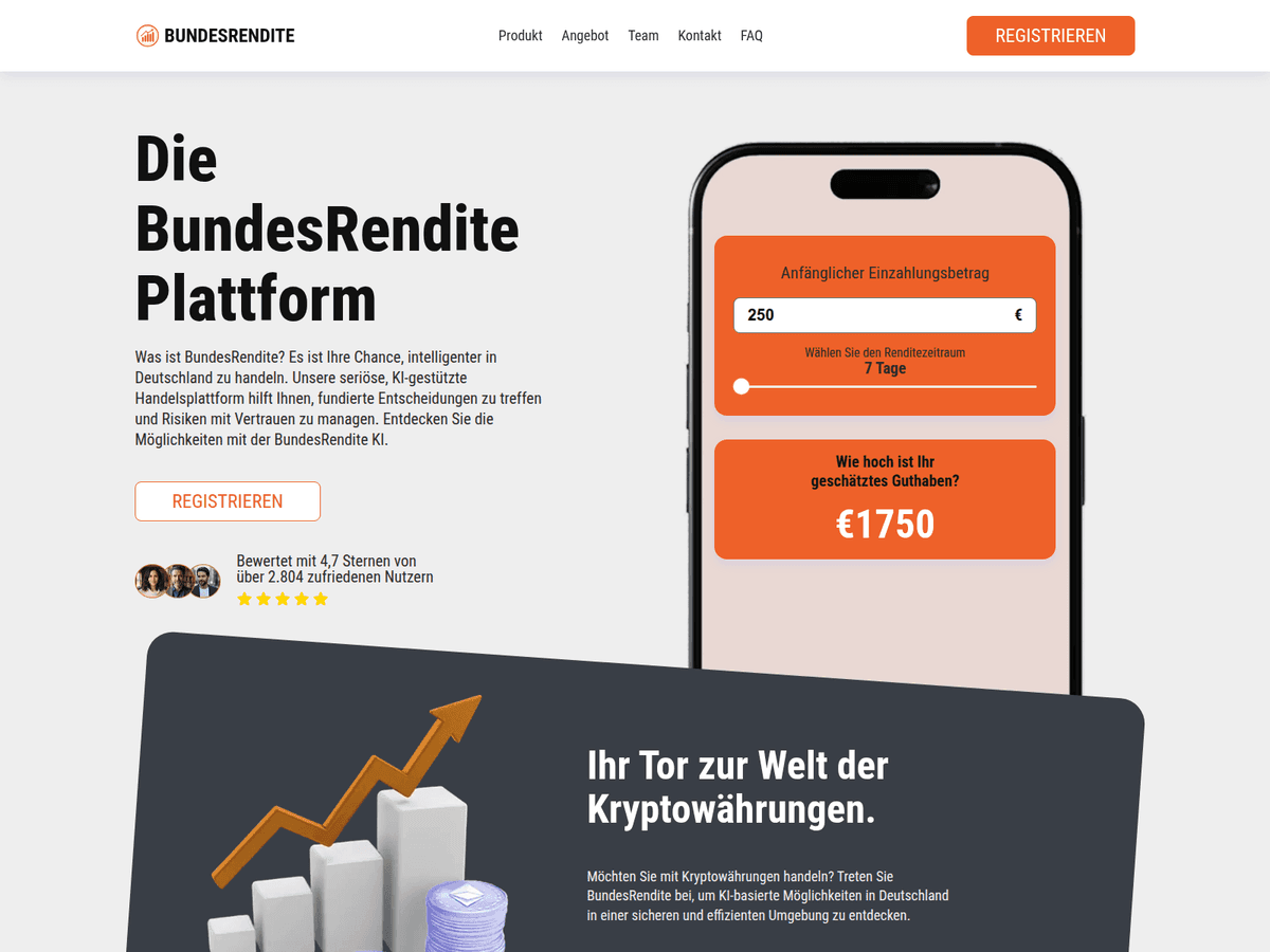Screenshot der Webseite Bundesrendite (bundesrendite.com)