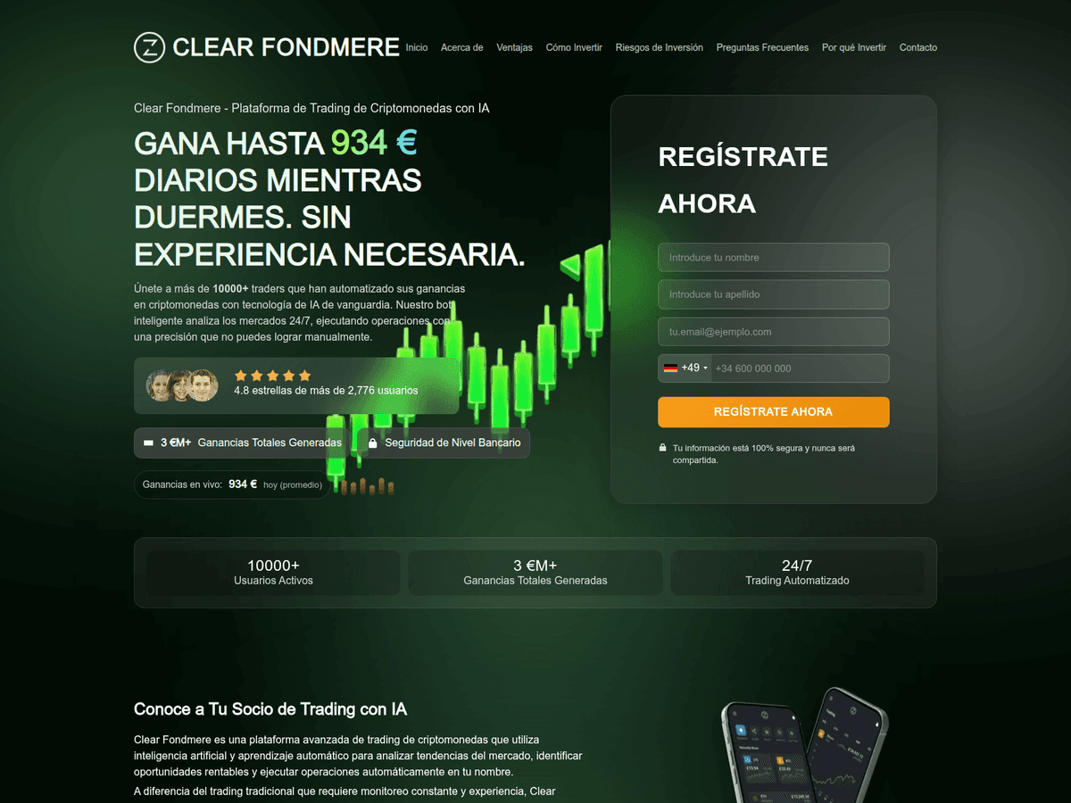 Screenshot der Webseite Clearfondmere (clearfondmere.com)