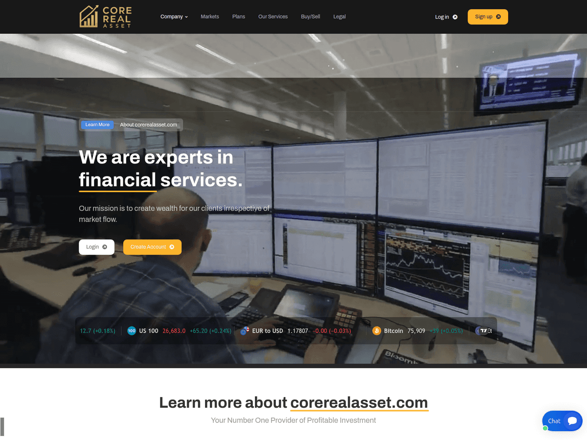 Screenshot der Webseite Corerealasset (corerealasset.com)