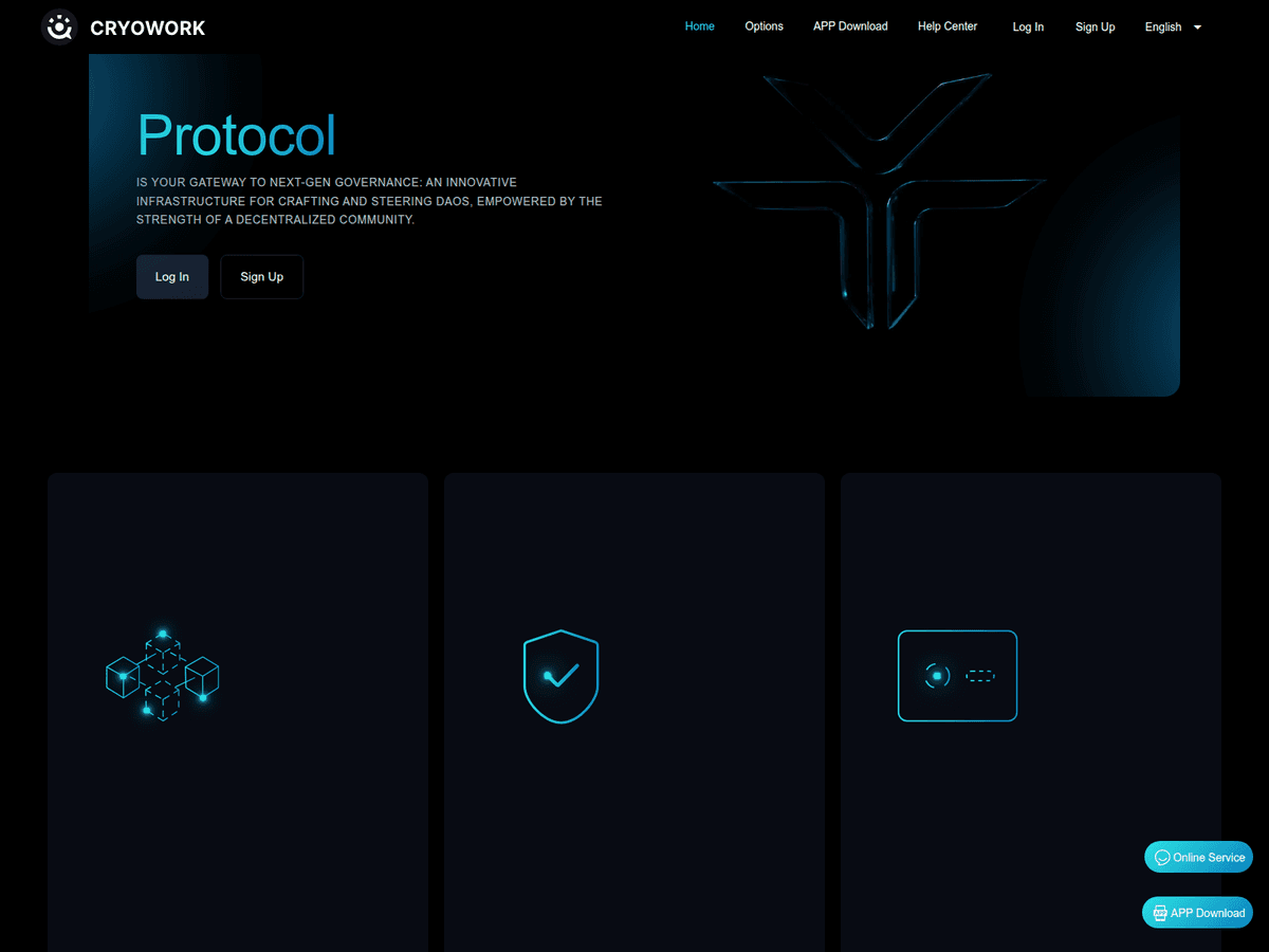 Screenshot der Webseite Cryoworkvip (cryoworkvip.com)