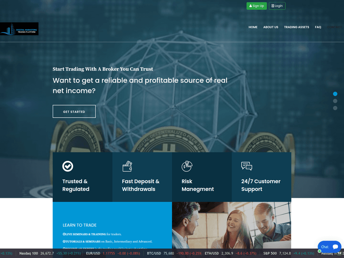 Screenshot der Webseite Wiseinvestmenttrades (digitalmarketingld.com.wiseinvestmenttrades.com)