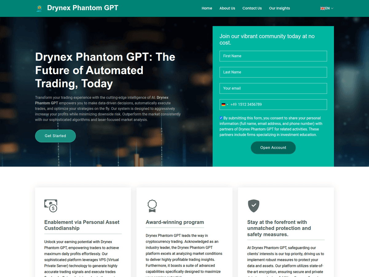Screenshot der Webseite Drynexphantomgpt (drynexphantomgpt.net)