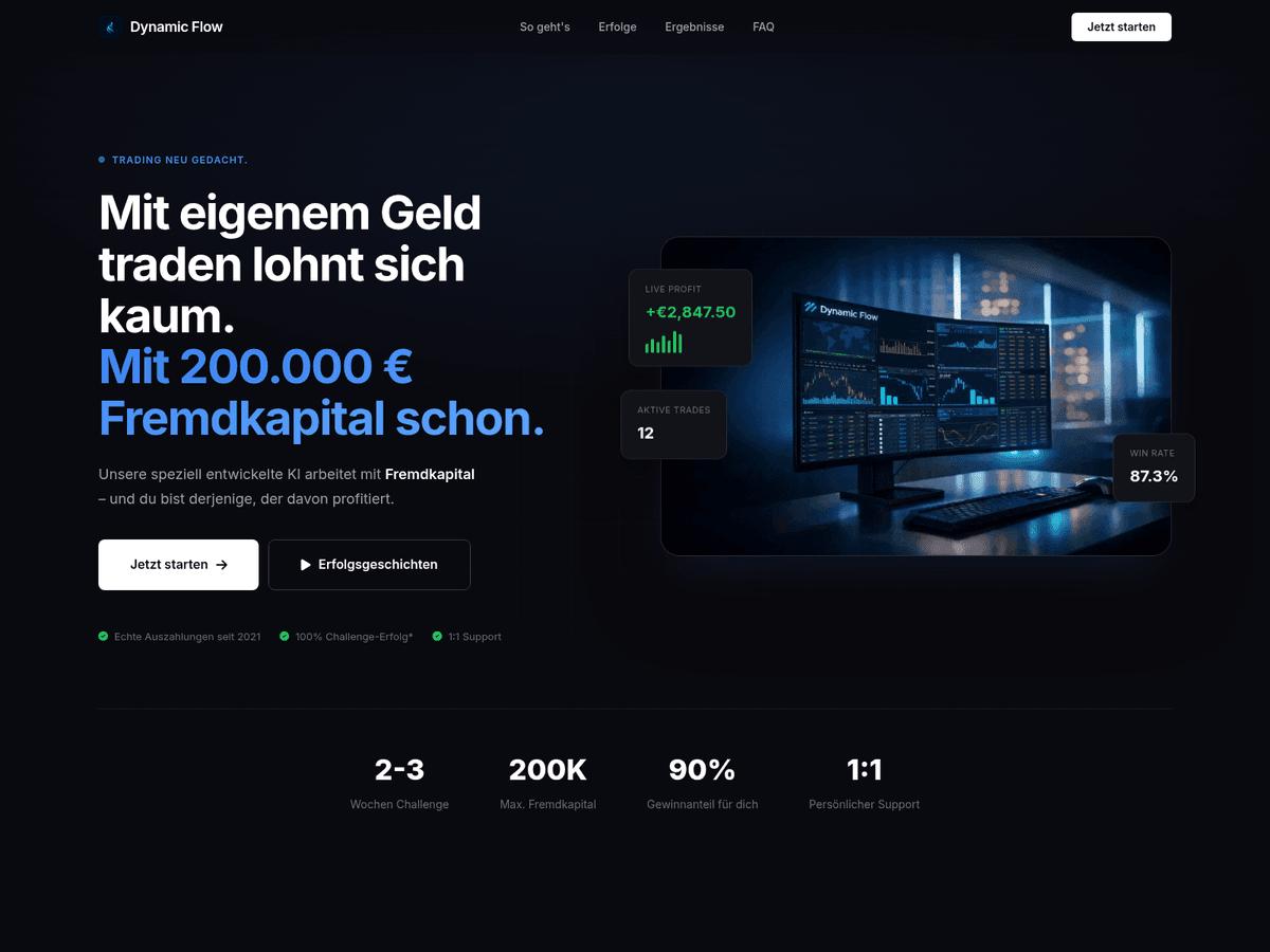 Screenshot der Webseite Dynamic Flow (dynamic-flow.ai)
