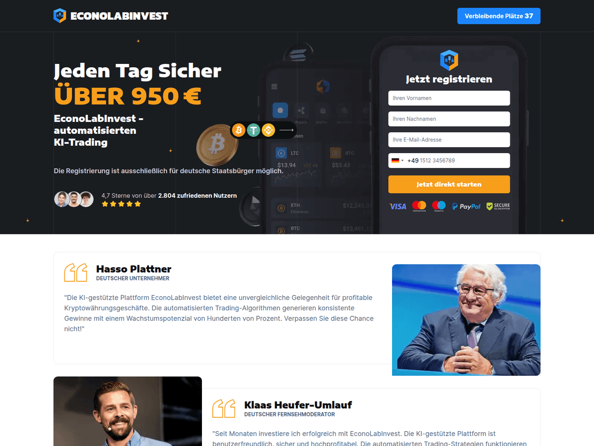Screenshot der Webseite Econolabinvest (econolabinvest.xyz)
