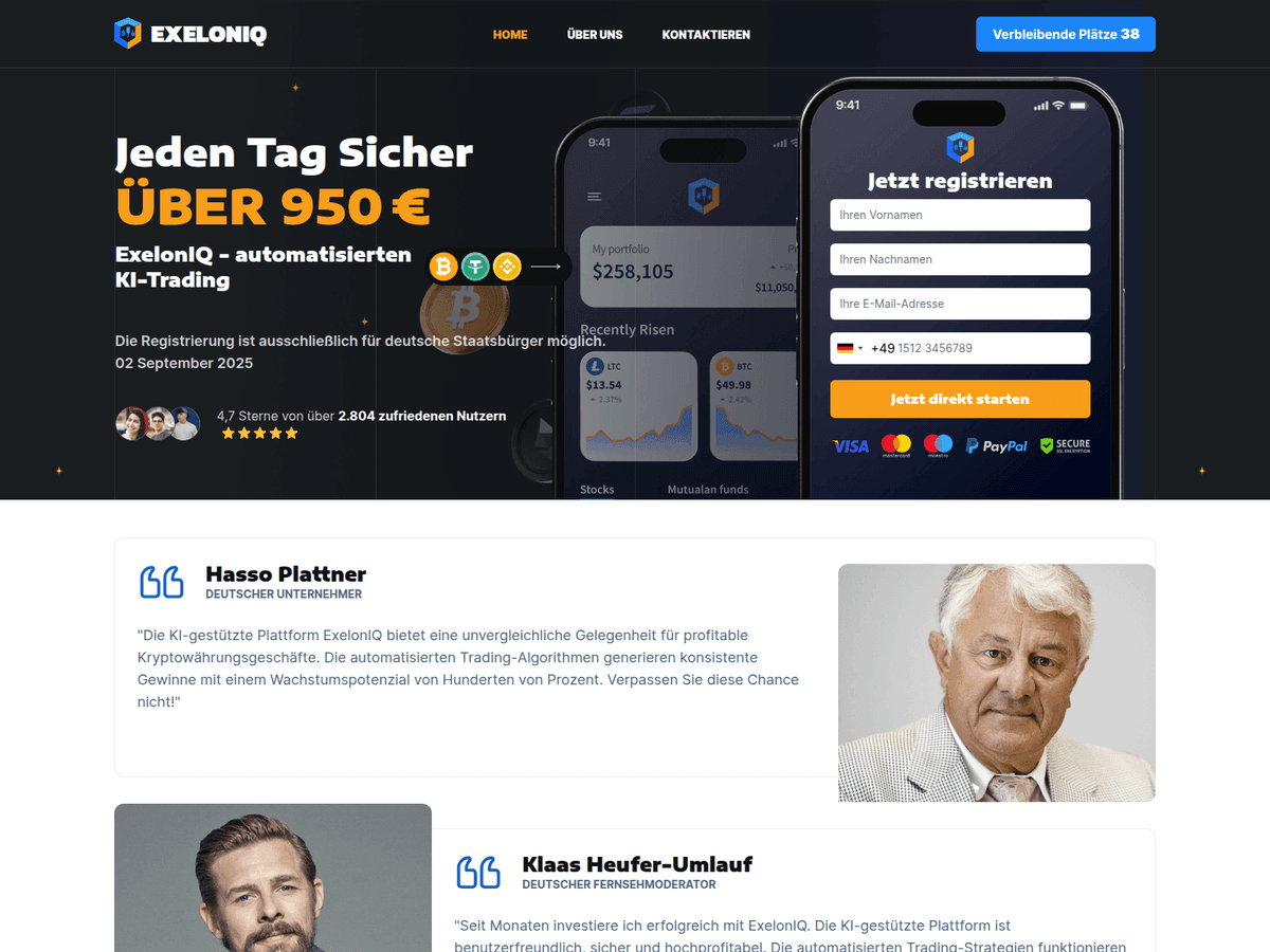 Screenshot der Webseite Exeloniq (exeloniq.de)