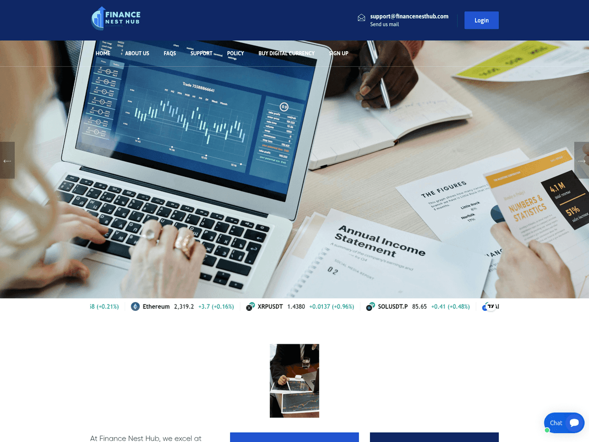 Screenshot der Webseite Financenesthub (financenesthub.com)