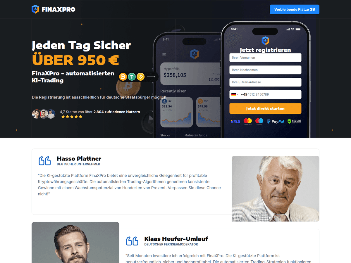 Screenshot der Webseite Finaxpro (finaxpro.de)
