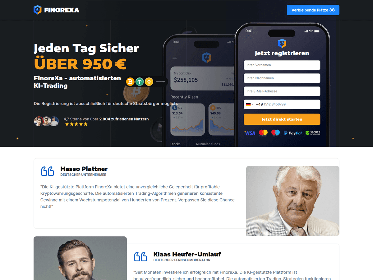 Screenshot der Webseite Finorexa (finorexa.de)