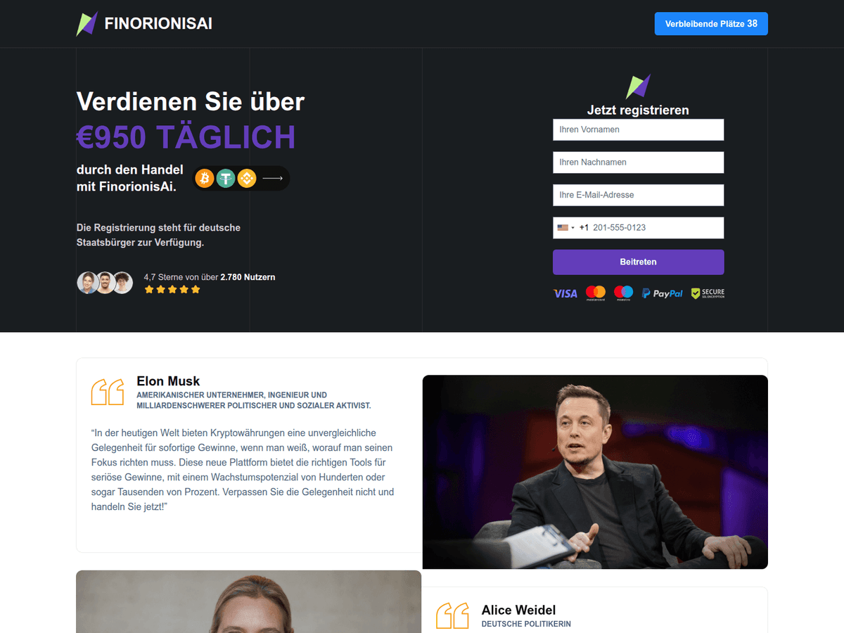 Screenshot der Webseite Finorionisai (finorionisai.com)