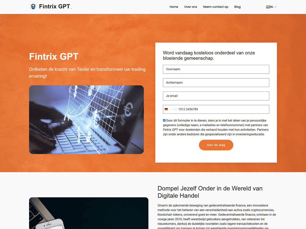 Screenshot der Webseite Fintrixgptapp (fintrixgptapp.net)