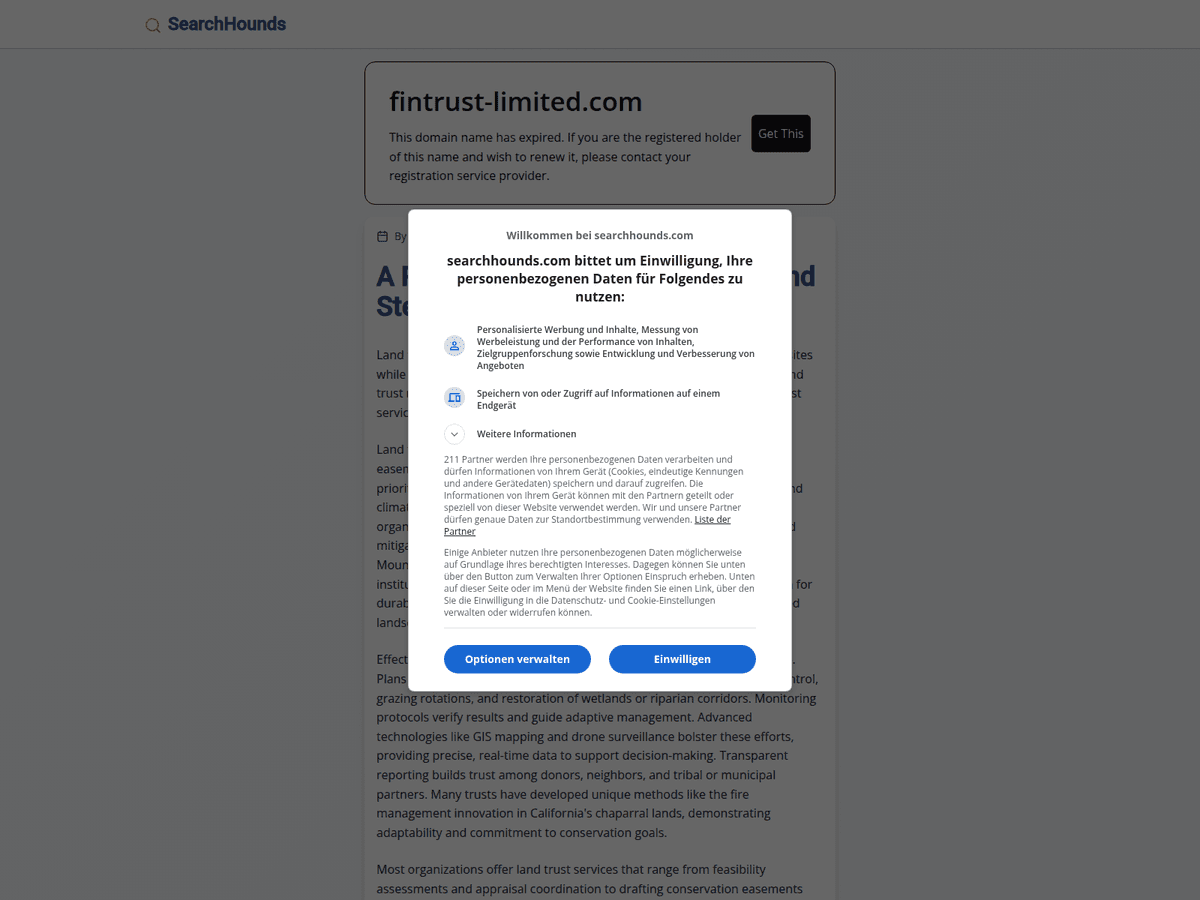 Screenshot der Webseite Fintrust Limited (fintrust-limited.com)