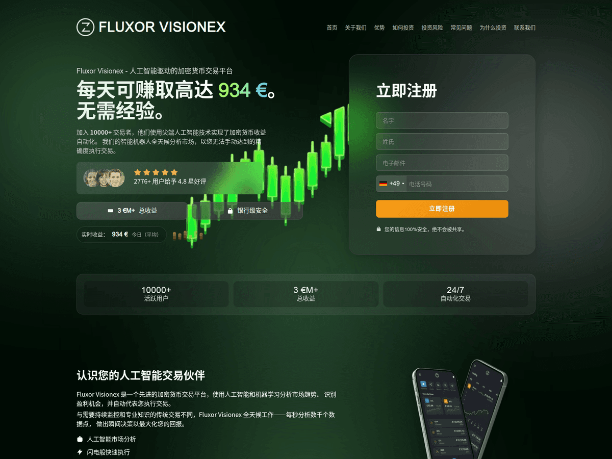Screenshot der Webseite Fluxor Visionex (fluxor-visionex.net)