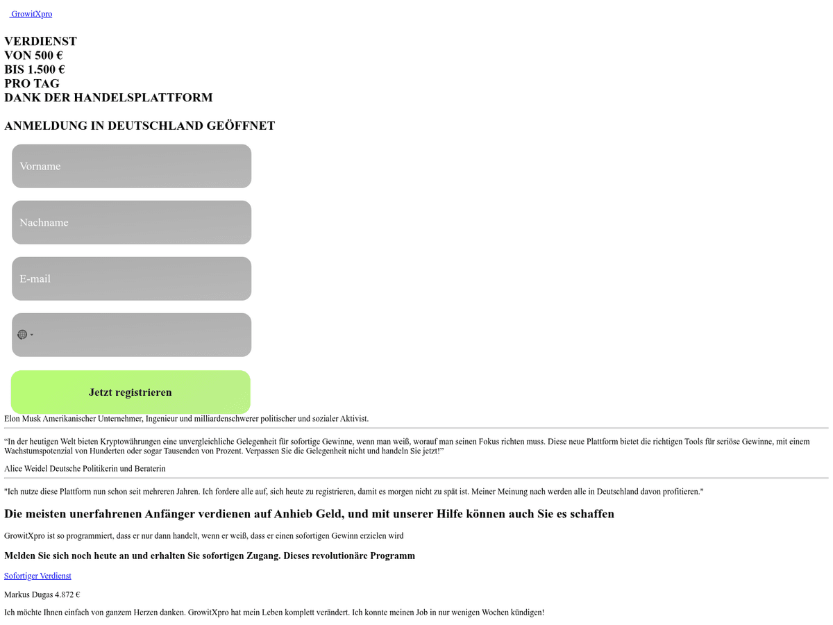Screenshot der Webseite Growitxpro (growitxpro.com)