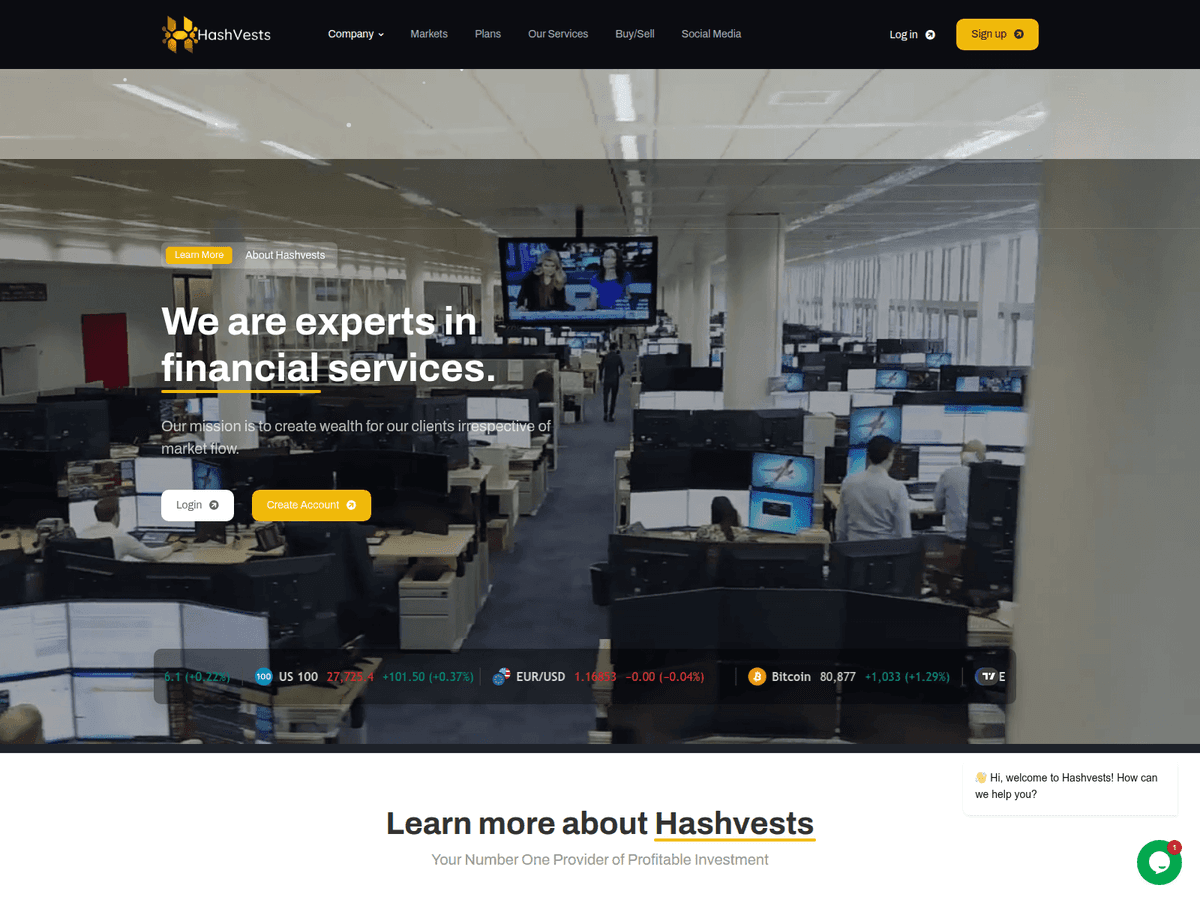 Screenshot der Webseite Hashvests (hashvests.com)
