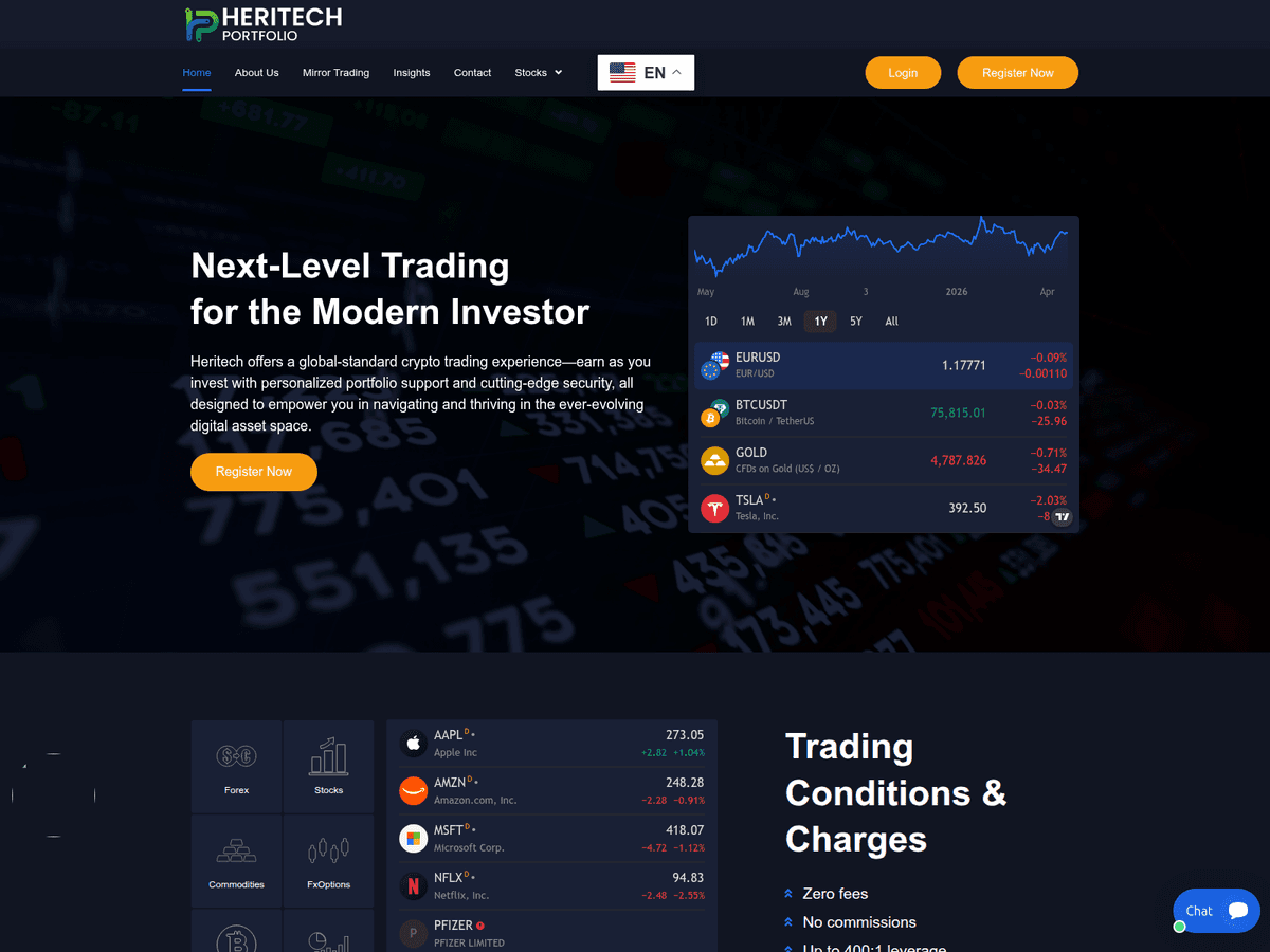 Screenshot der Webseite Heritech Portfolios (heritech-portfolios.com)