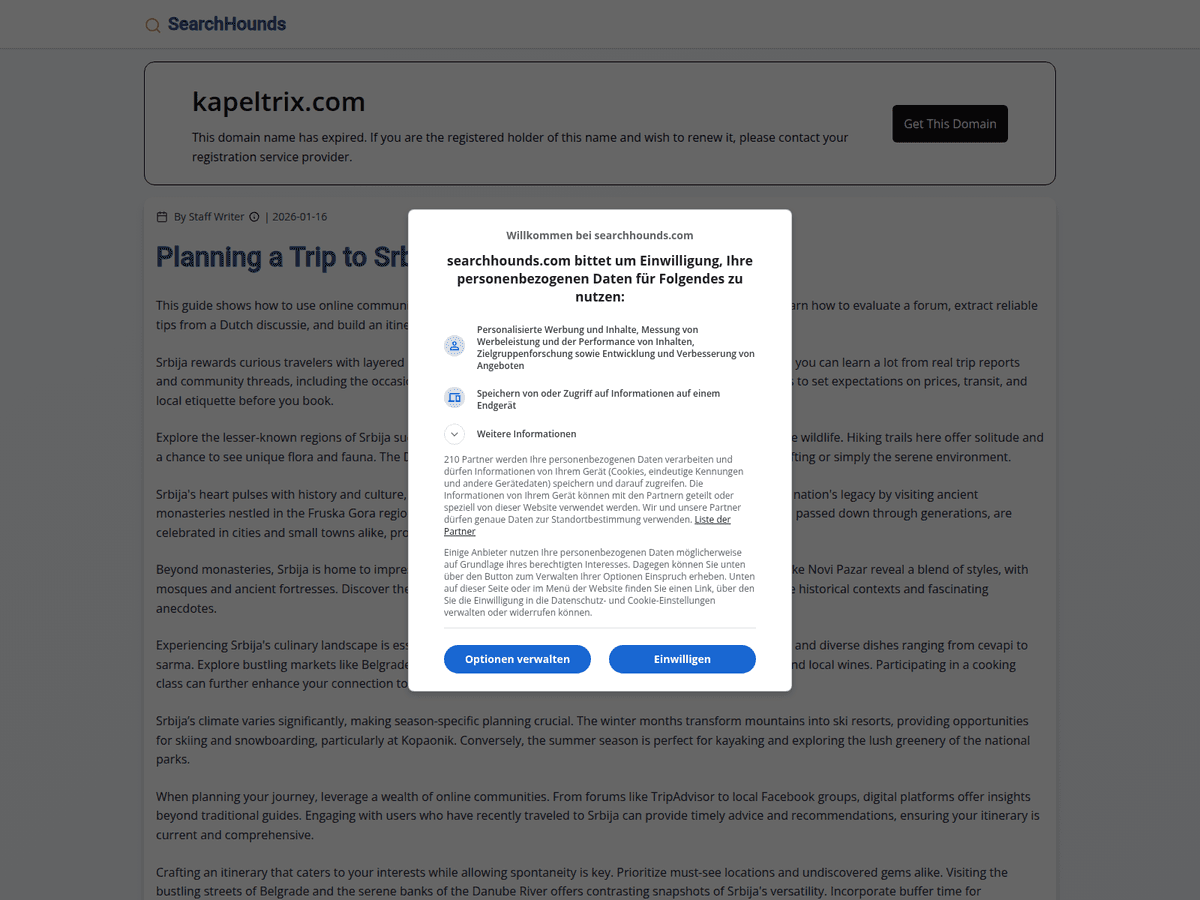Screenshot der Webseite Kapeltrix (kapeltrix.com)