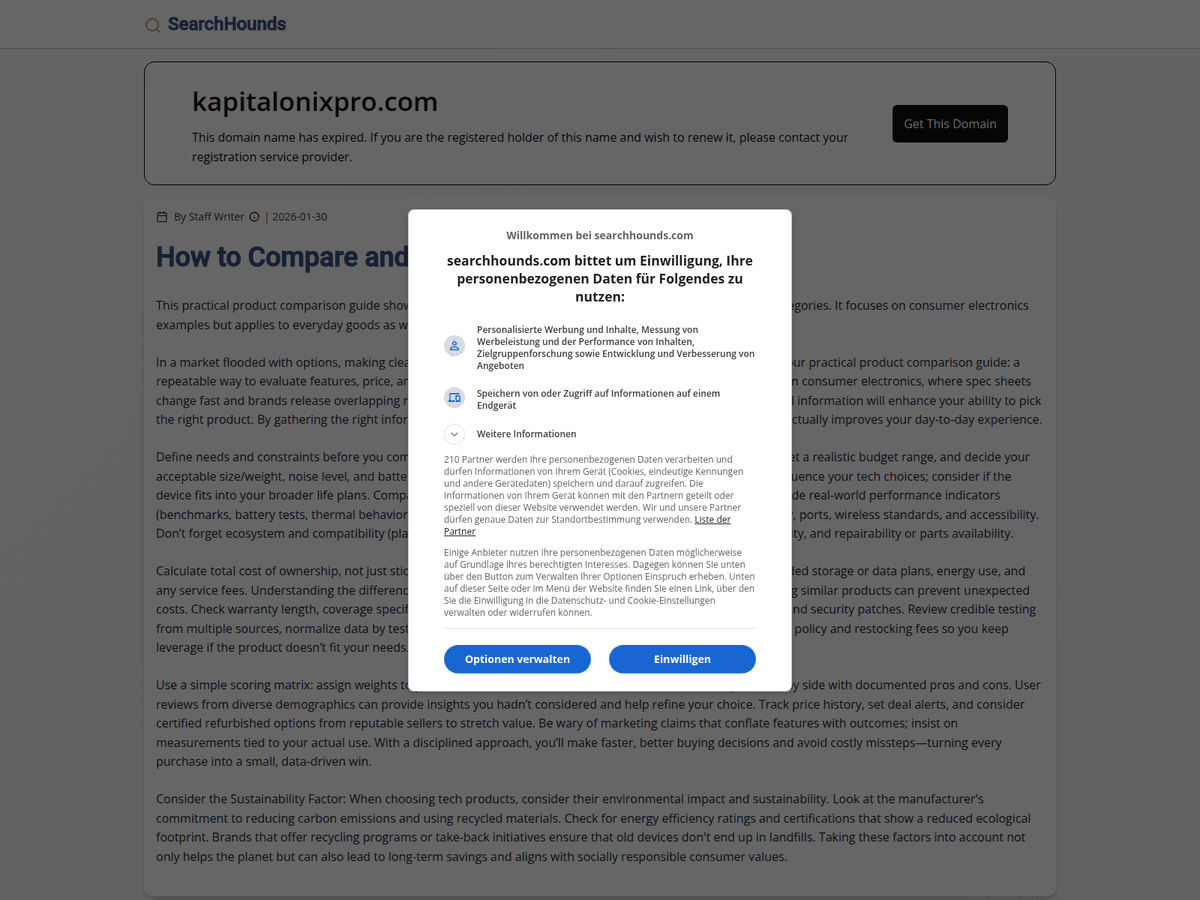 Screenshot der Webseite Kapitalonixpro (kapitalonixpro.com)