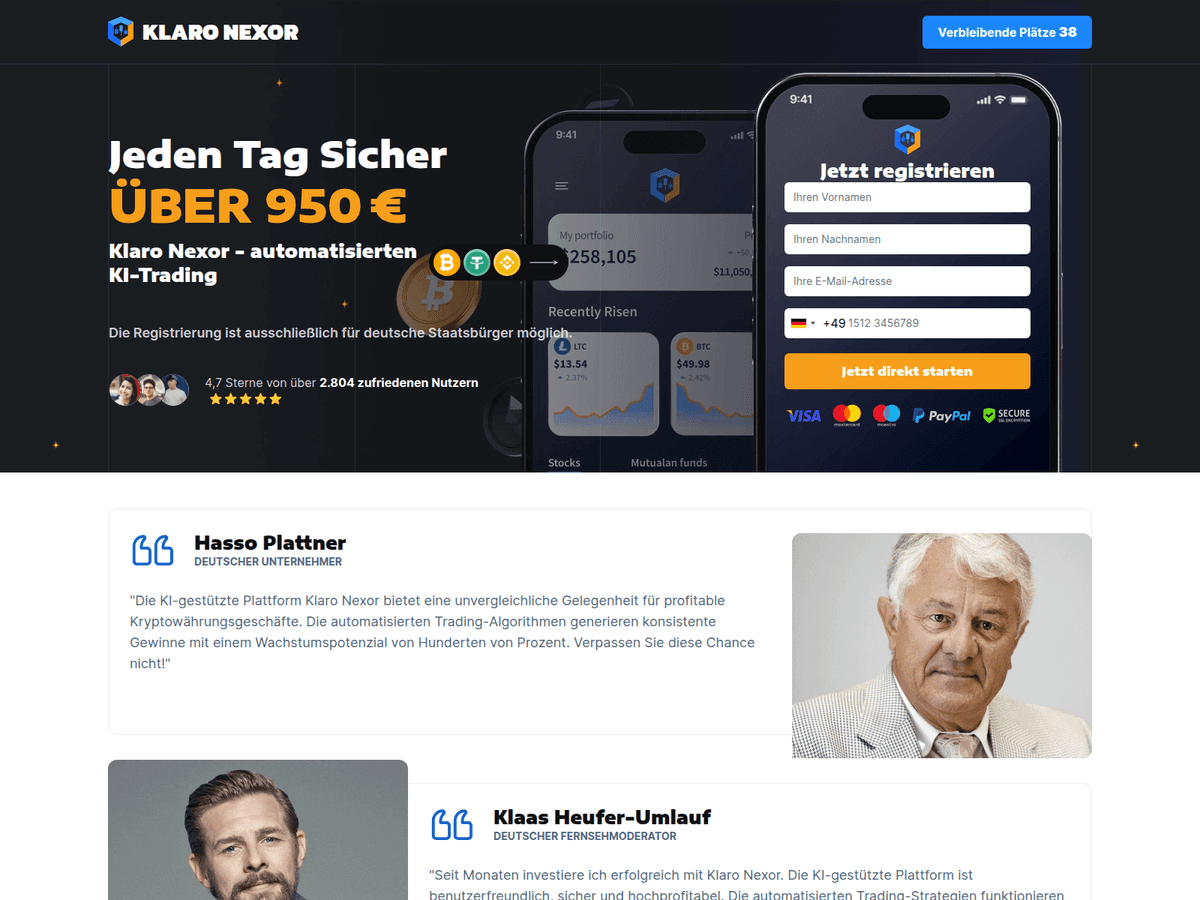 Screenshot der Webseite Klaronexor (klaronexor.de)