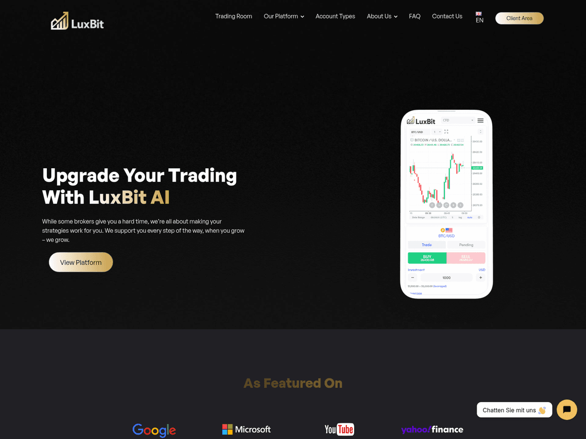 Screenshot der Webseite Luxbit (luxbit.ai)