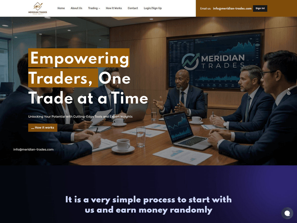 Screenshot der Webseite Meridian Trades (meridian-trades.com)