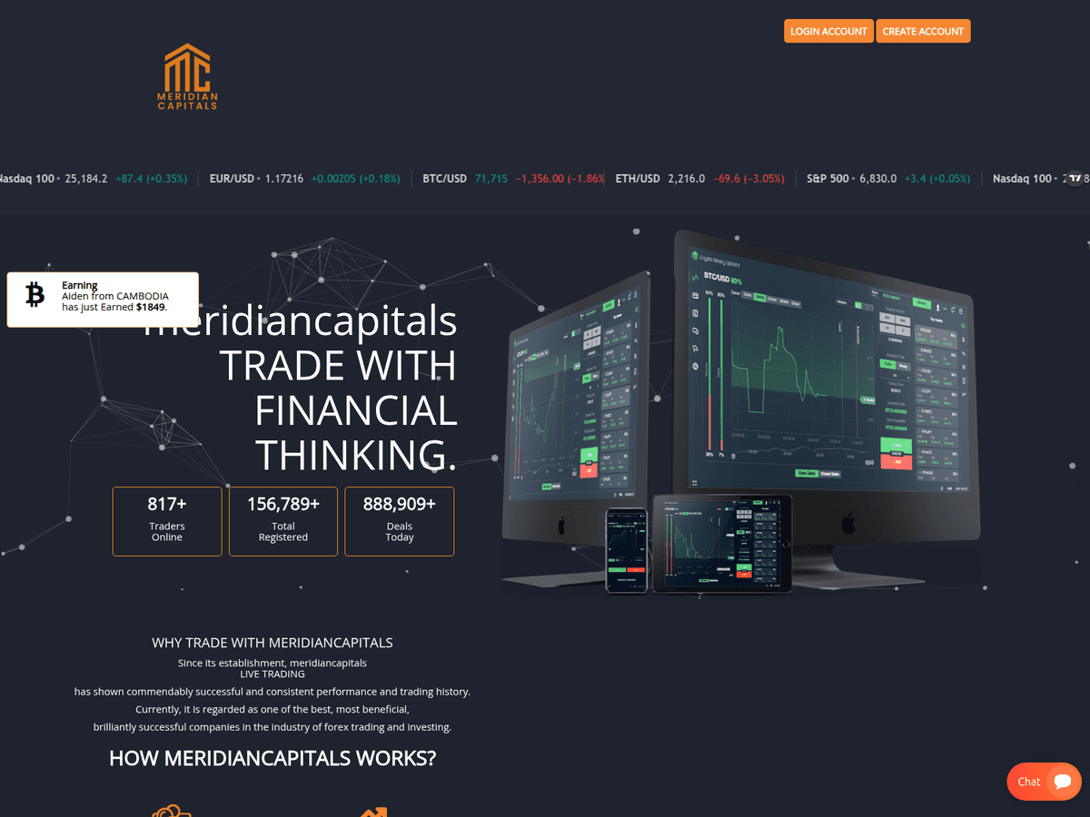 Screenshot der Webseite Meridiancapitals (meridiancapitals.top)