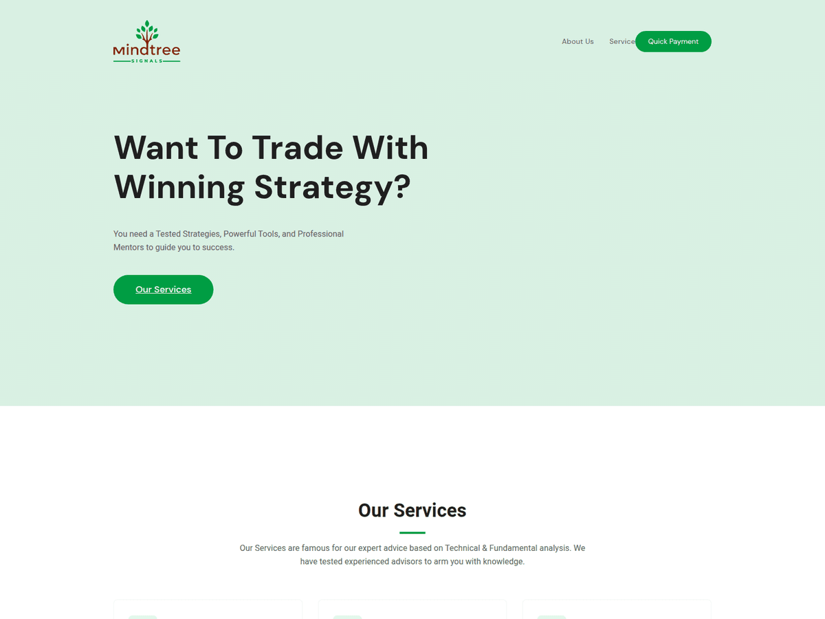Screenshot der Webseite Mindtreesignals (mindtreesignals.com)