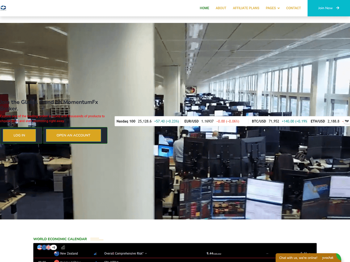 Screenshot der Webseite Momentumfx (momentumfx.live)