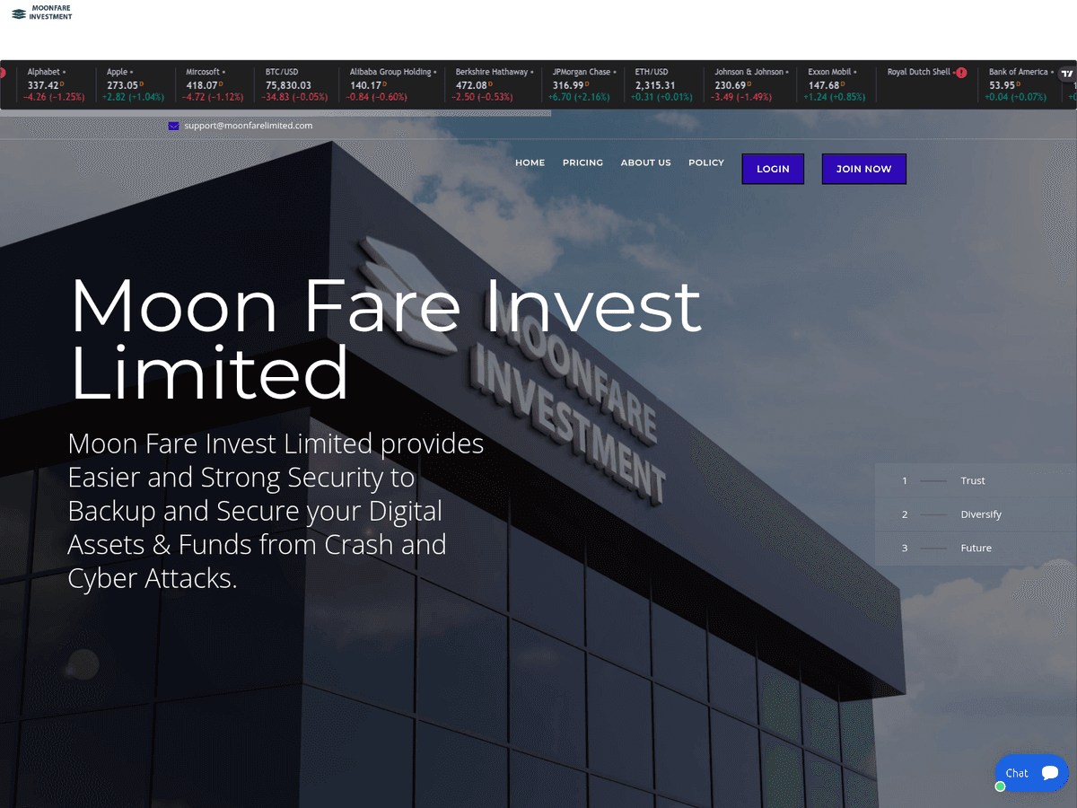 Screenshot der Webseite Moonfarelimited (moonfarelimited.com)