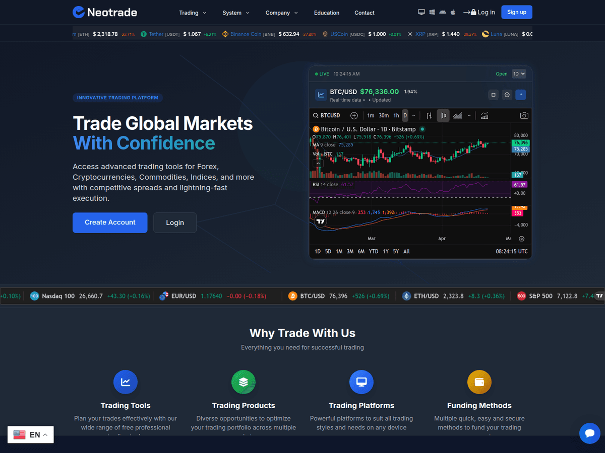Screenshot der Webseite Neotradeforge (neotradeforge.com)