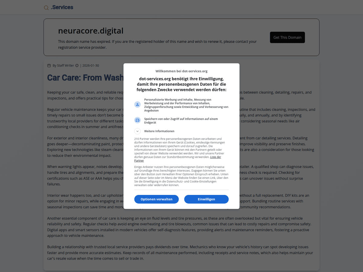Screenshot der Webseite Neuracore (neuracore.digital)