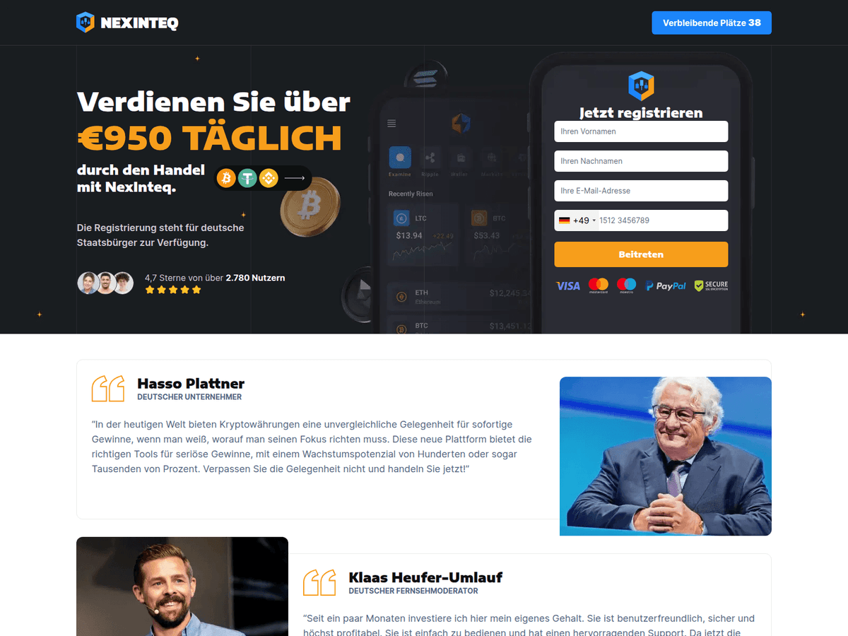 Screenshot der Webseite Nexinteq (nexinteq.com)
