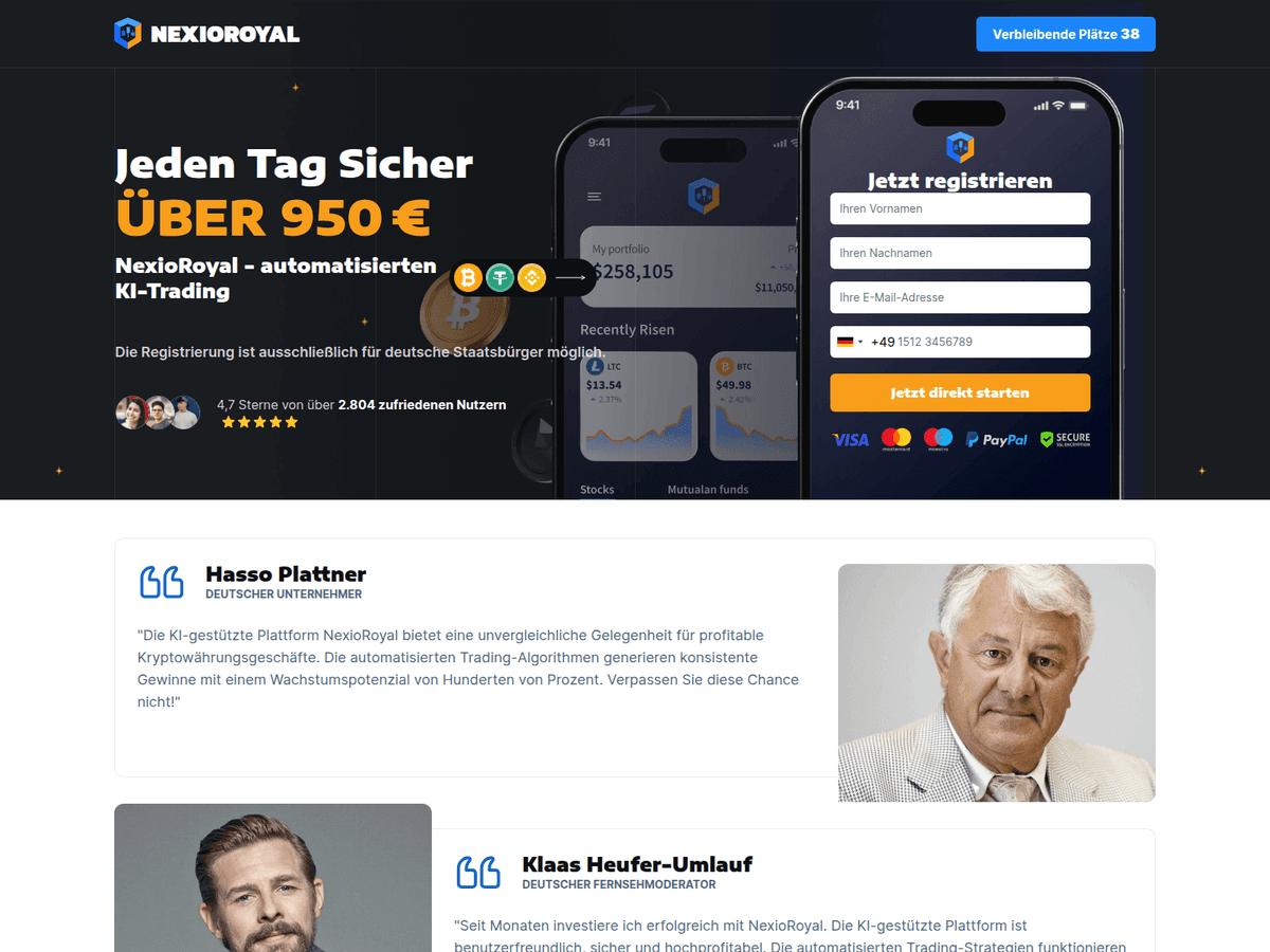 Screenshot der Webseite Nexioroyal Invest (nexioroyal-invest.com)