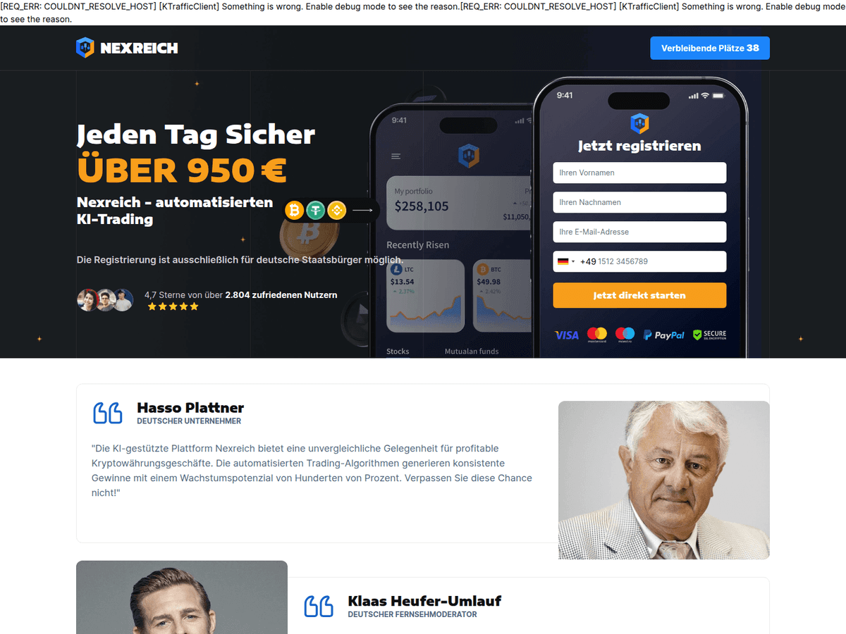Screenshot der Webseite Nexreich (nexreich.net)