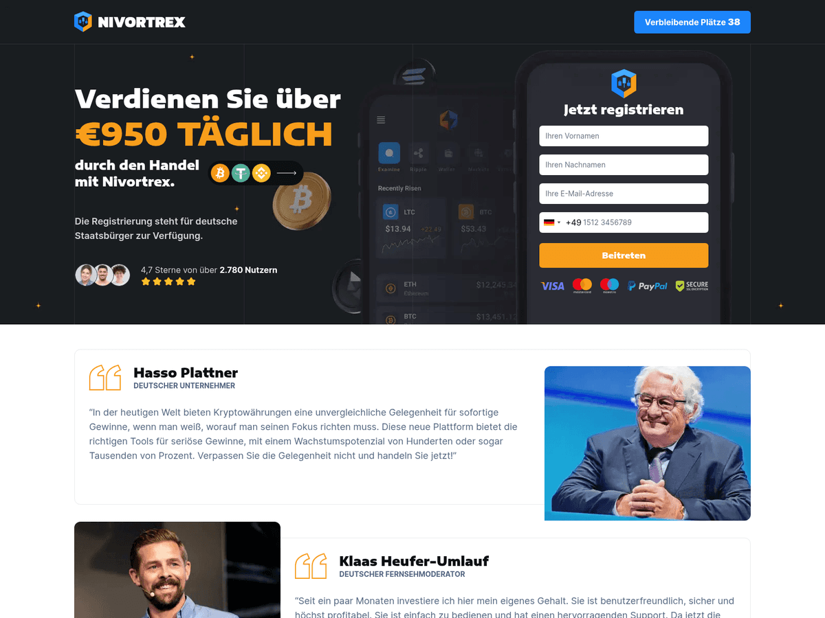 Screenshot der Webseite Nivortrex (nivortrex.com)