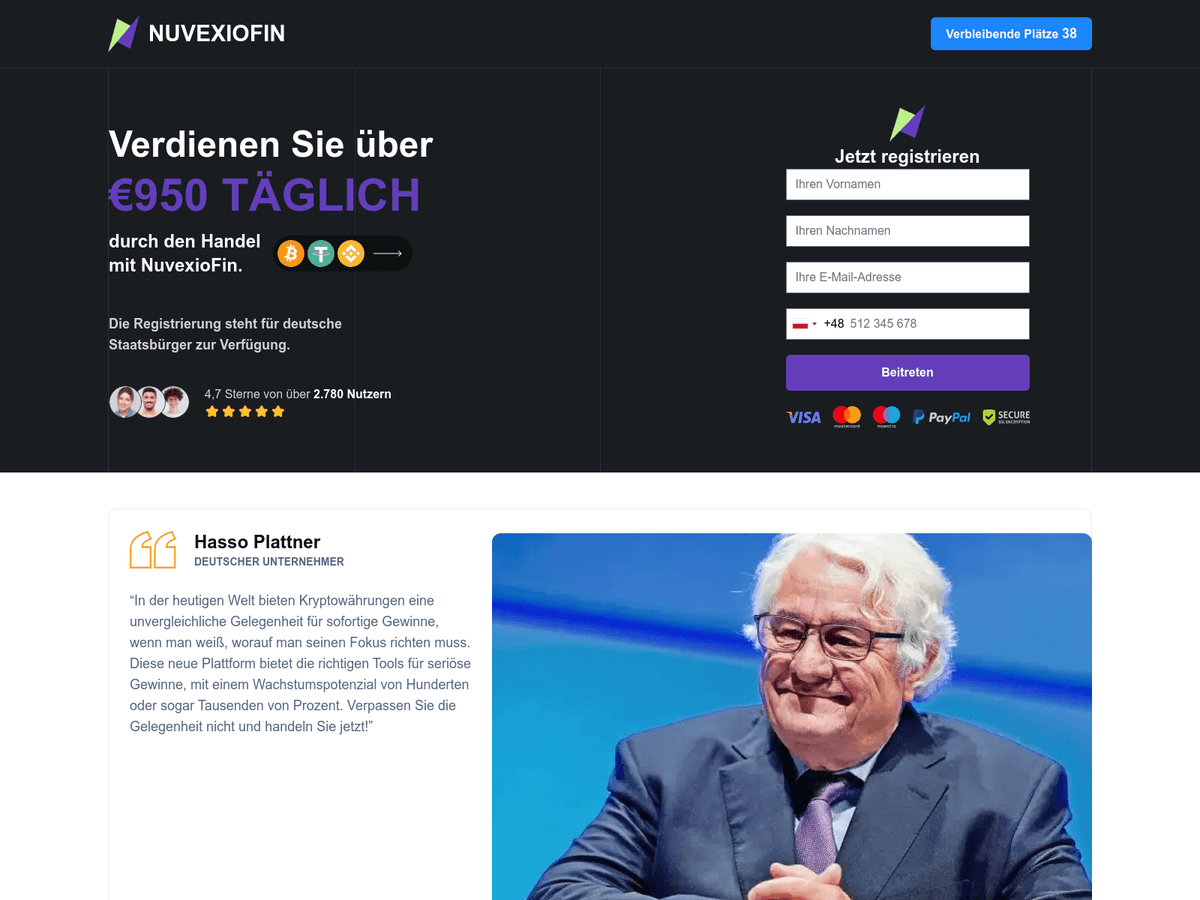 Screenshot der Webseite Nuvexiofin (nuvexiofin.com)