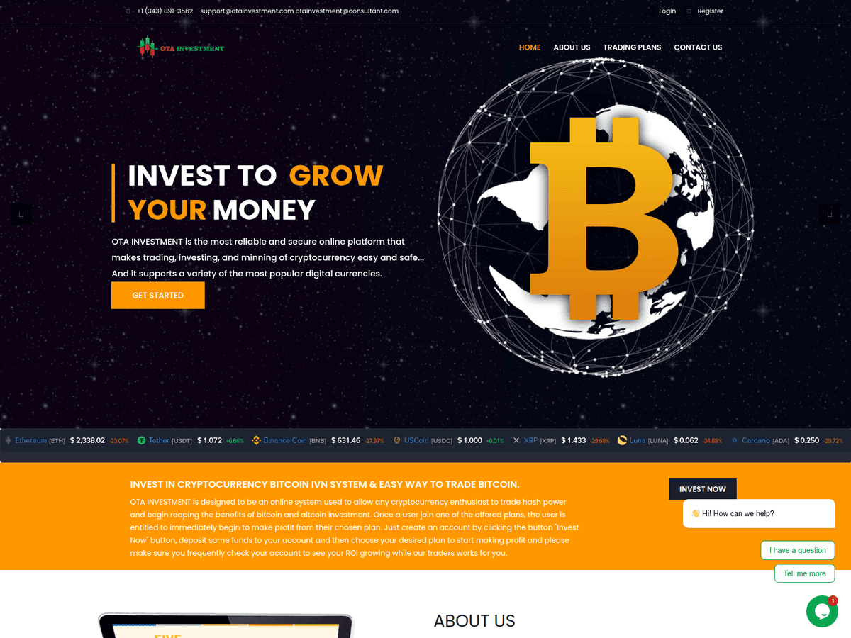 Screenshot der Webseite Otainvestment (otainvestment.com)