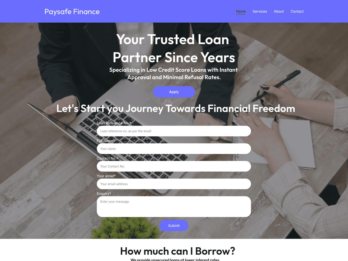 Screenshot der Webseite Paysafefinance (paysafefinance.online)