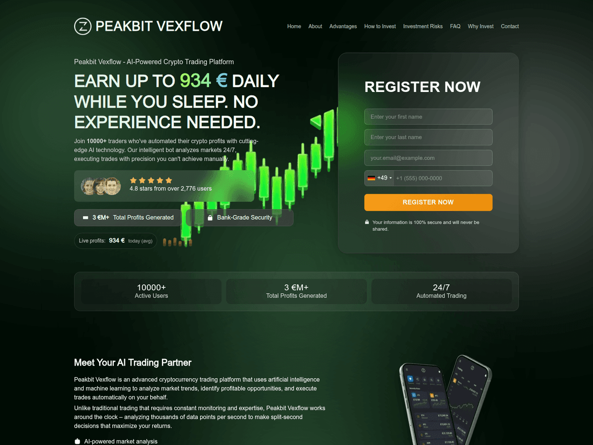 Screenshot der Webseite Peakbitvexflow (peakbitvexflow.net)