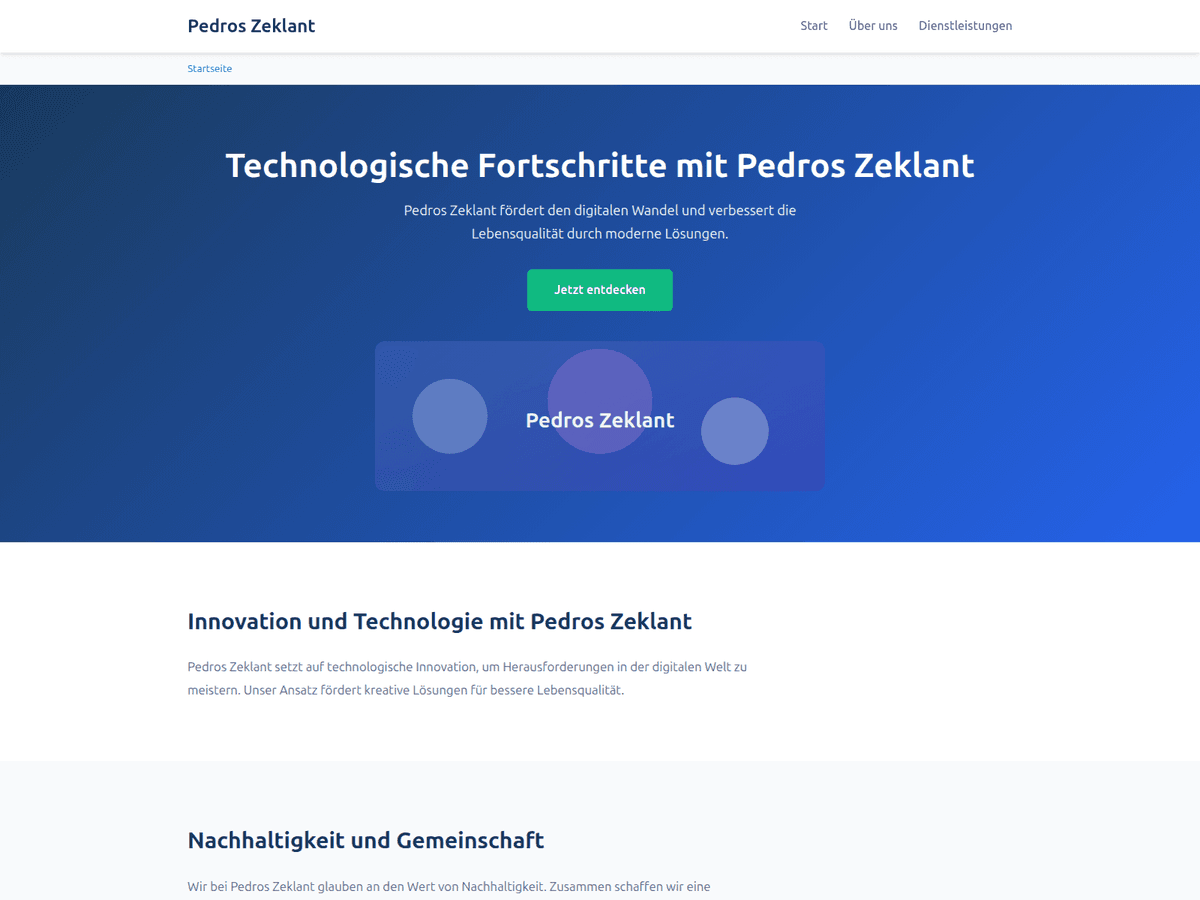 Screenshot der Webseite Pedros Zeklant (pedros-zeklant.de)