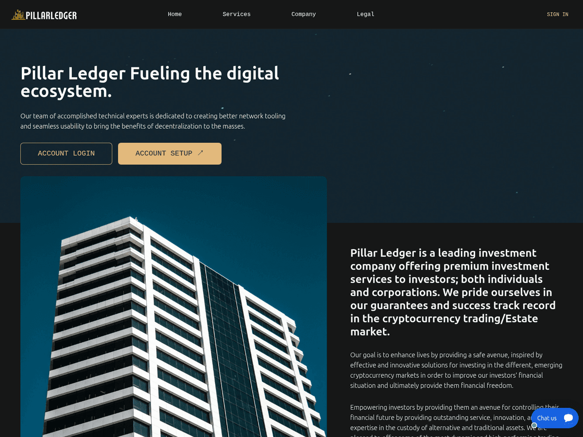 Screenshot der Webseite Pillarledge (pillarledge.com)