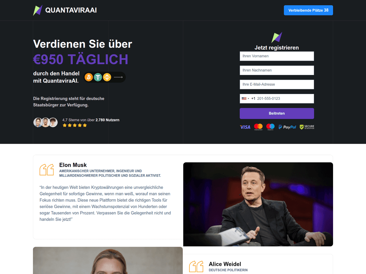 Screenshot der Webseite Quantaviraai (quantaviraai.com)