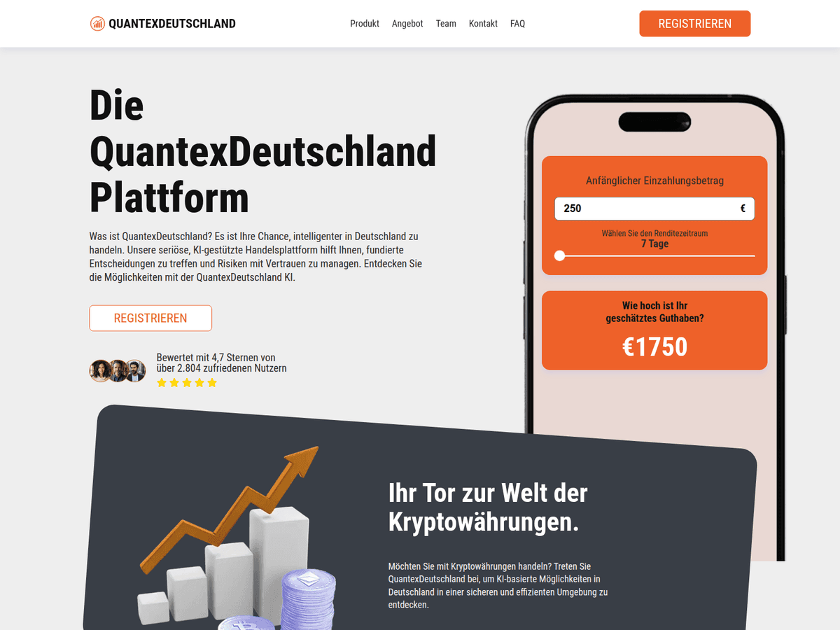Screenshot der Webseite Quantexdeutschland (quantexdeutschland.com)