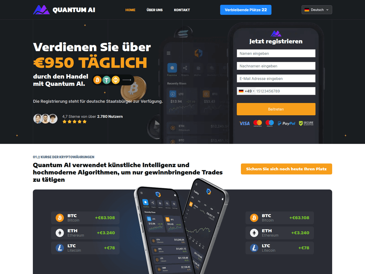 Screenshot der Webseite Quantumai Direkt (quantumai-direkt.com)
