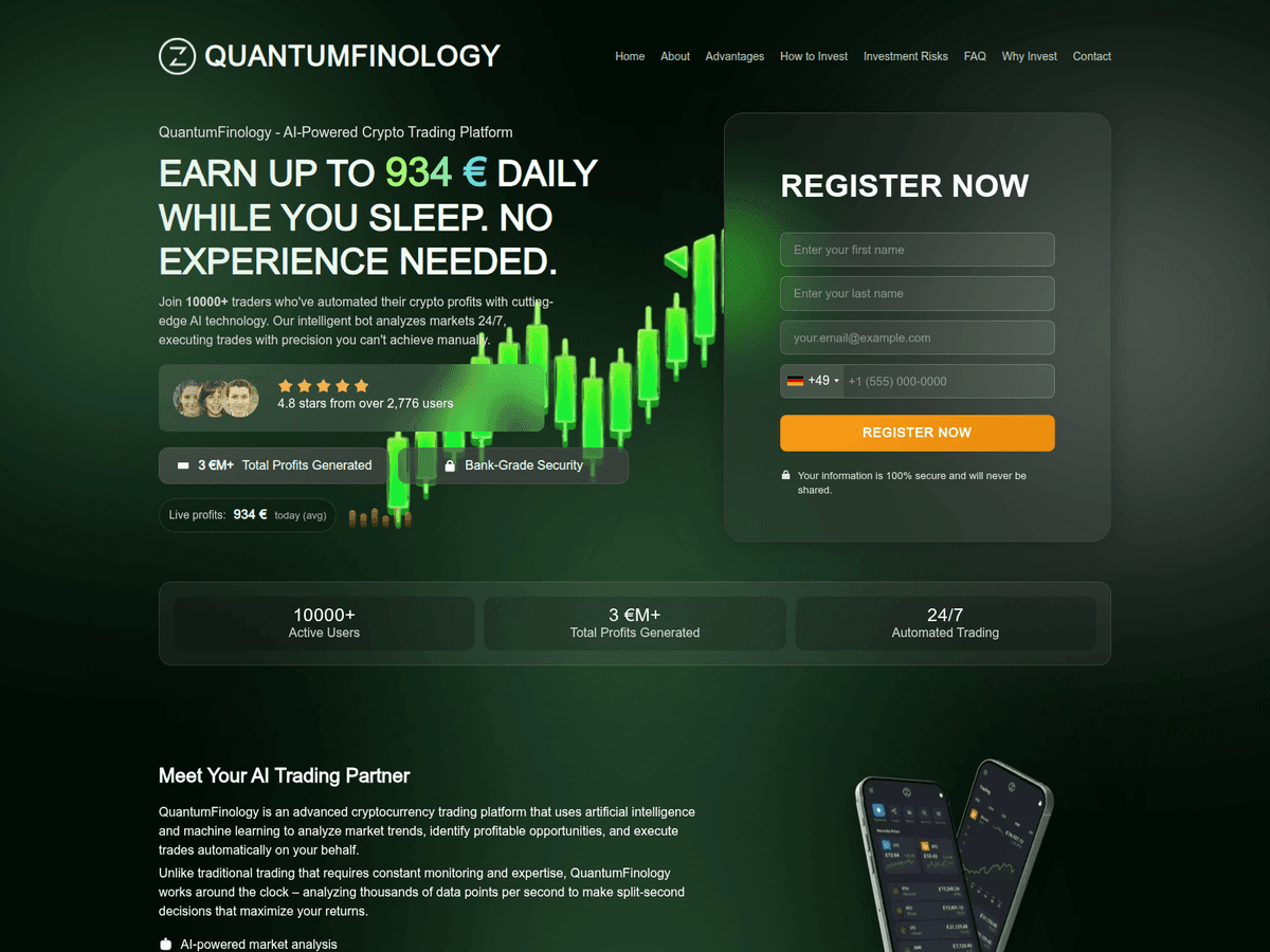 Screenshot der Webseite Quantumfinology (quantumfinology.org)